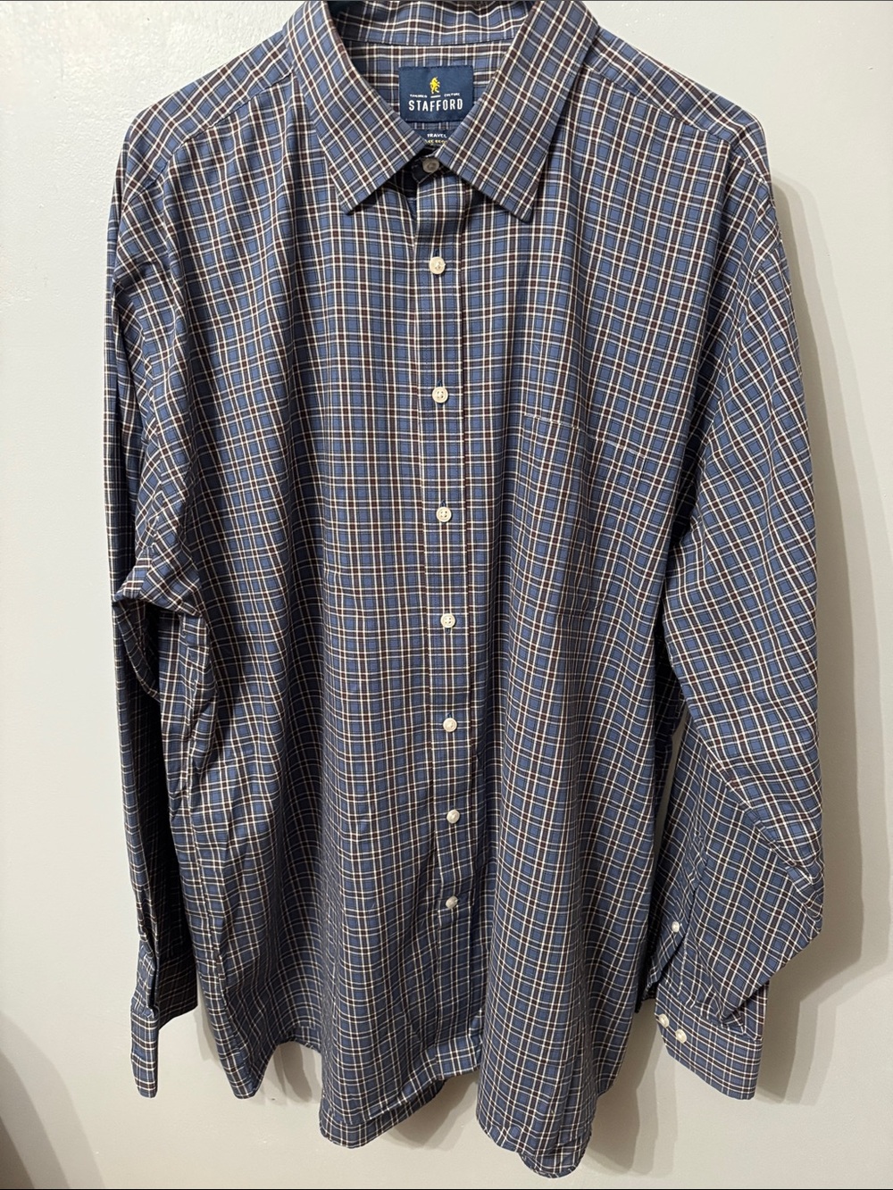 Stafford Blue Plaid Button-Down Dress Shirt